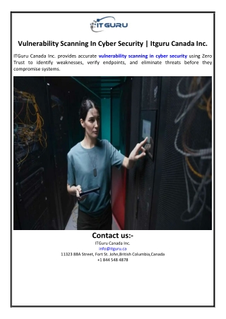 Vulnerability Scanning In Cyber Security | Itguru Canada Inc.