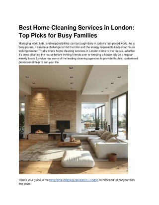 Best Home Cleaning Services in London- Top Picks for Busy Families