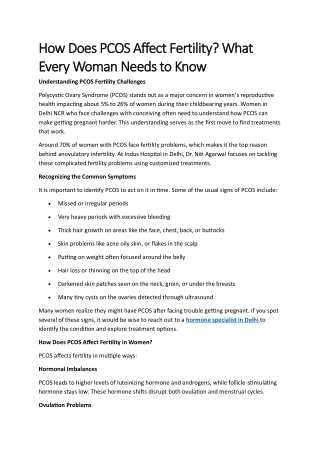 How Does PCOS Affect Fertility? What Every Woman Needs to Know