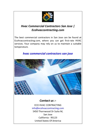 Hvac Commercial Contractors San Jose  Ecohvaccontracting