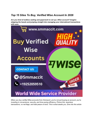 Top 15 Sites To Buy, Verified Wise Account In 2026