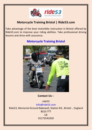 Motorcycle Training Bristol Ride53.com