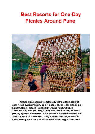 Best Resorts for One-Day Picnics Around Pune