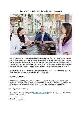 Everything You Need to Know Before Choosing a Home Loan