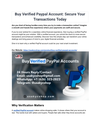 How To Buy, Verified PayPal Account In August