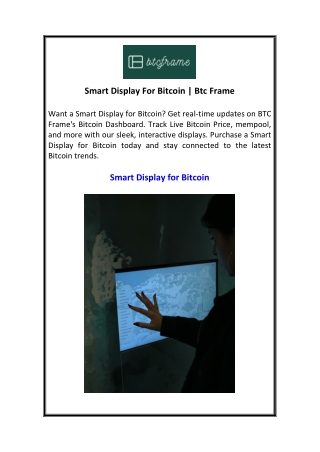 Smart Display For Bitcoin  Btc Frame