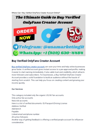 Where Can I Buy Verified OnlyFans Creator Account Online_