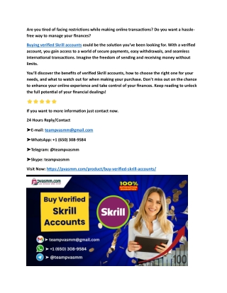 Top 10 Sites to Buy Verified Skrill Accounts (Personal & Business)