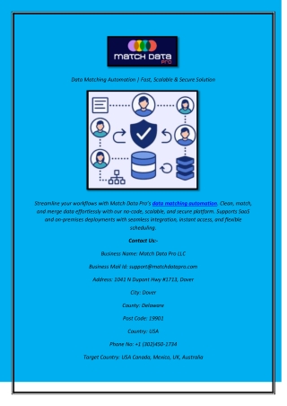 Data Matching Automation  Fast, Scalable & Secure Solution