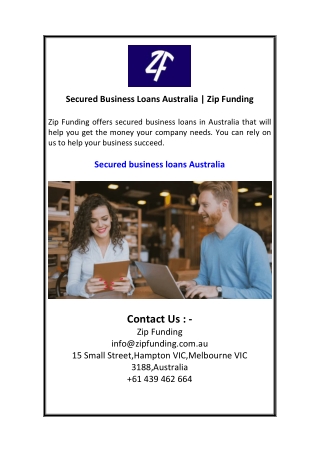 Secured Business Loans Australia  Zip Funding