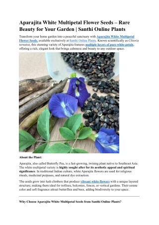 Aparajita White Multipetal Flower Seeds