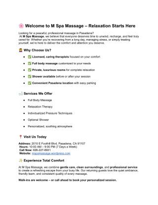M Spa Massage