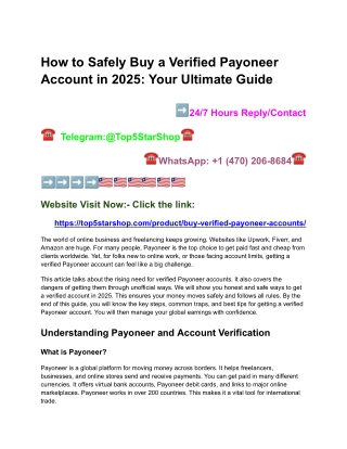 How to Safely Buy a Verified Payoneer Account in 2025_ Your Ultimate Guide