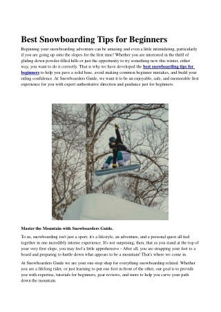 Best Snowboarding Tips for Beginners