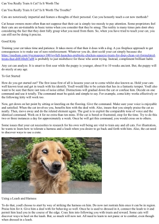 Can you in truth practice a cat is it price the