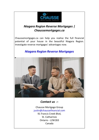 Niagara Region Reverse Mortgages  Chaussemortgages.ca
