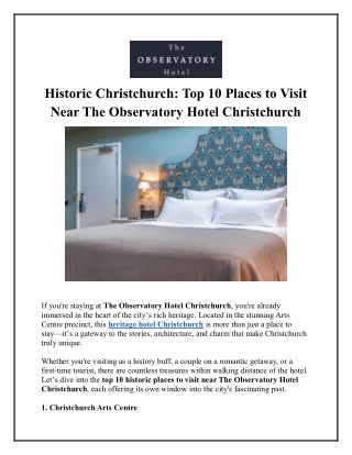 Historic Christchurch Top 10 Places to Visit Near The Observatory Hotel Christchurch