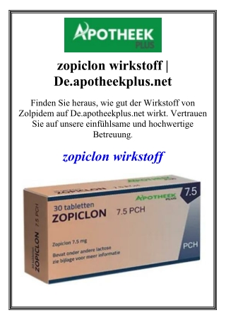 zopiclon wirkstoff | De.apotheekplus.net