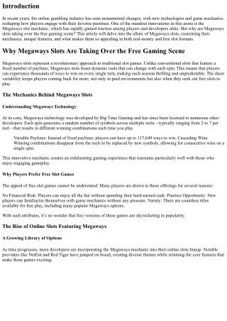 Why Megaways Slots Are Taking Over the Free Gaming Scene