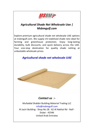 Agricultural Shade Net Wholesale Uae  Msbmgulf