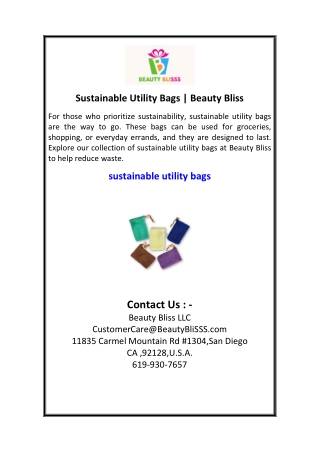 Sustainable Utility Bags  Beauty Bliss