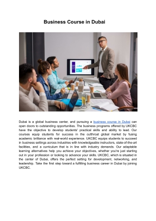 Business Course in Dubai