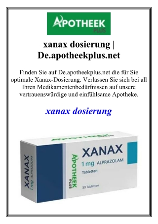 xanax dosierung | De.apotheekplus.net
