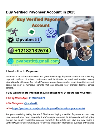 Buy Verified Payoneer Account in 2025