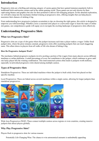 The Mechanics Behind Winning at Progressive Slots Explained