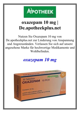 oxazepam 10 mg | De.apotheekplus.net