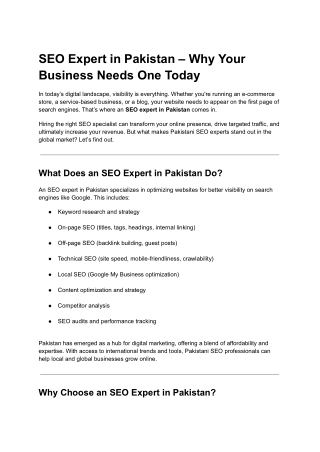 seo expert in pakistan