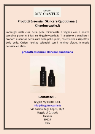 Prodotti Essenziali Skincare Quotidiana Kingofmycastle.it