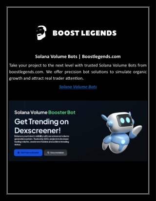 Solana Volume Bots Boostlegends.com
