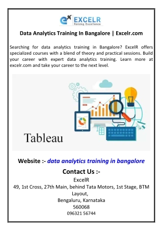 Data Analytics Training In Bangalore  Excelrcom