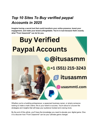 Top 10 Sites To Buy verified paypal Accounts in 2025