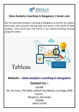 Data Analytics Coaching In Bangalore  Excelrcom