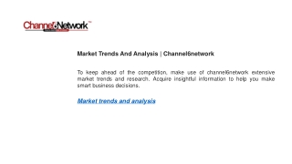 Market Trends And Analysis  Channel6network