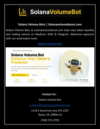 Solana Volume Bots Solanavolumeboost.com