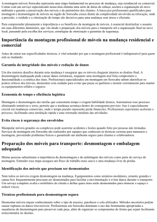 Montagem móveis Sorocaba: agilidade e segurança para sua mudança rápida