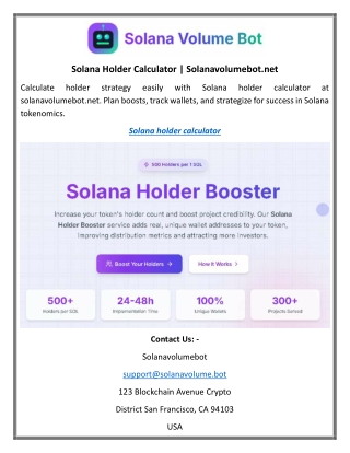 Solana Holder Calculator Solanavolumebot.net