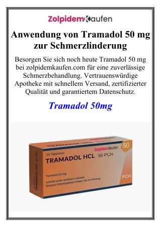 Anwendung von Tramadol 50 mg zur Schmerzlinderung