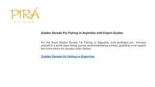 Golden Dorado Fly Fishing in Argentina with Expert Guides