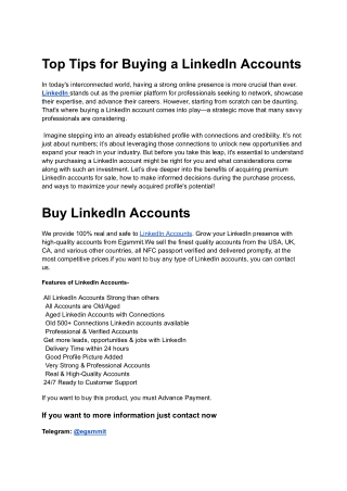 Top Tips for Buying a LinkedIn Accounts