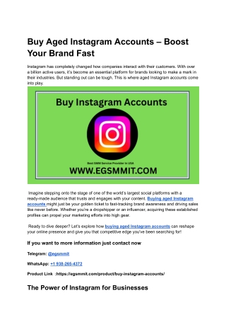 Buy Aged Instagram Accounts – Boost Your Brand Fast