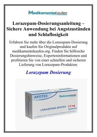 Lorazepam-Dosierungsanleitung – Sichere Anwendung bei Angstzuständen und Schlafl