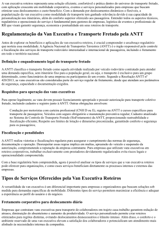 Van executiva: roteiros exclusivos para sua equipe chegar no horário