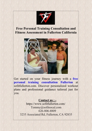 Free Personal Training Consultation and Fitness Assessment in Fullerton California