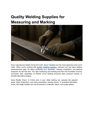 Why Quality Welding Supplies in Measuring & Marking Tools Matter