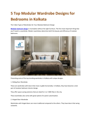 5 Top Modular Wardrobe Designs for Bedrooms in Kolkata