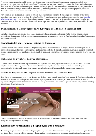 Mudança residencial rápida e segura em Sorocaba: aproveite já